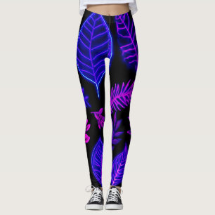 Neon Leaves in Pink and Purple Hues Leggings