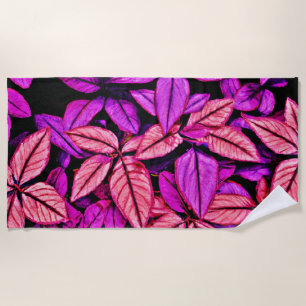 Neon Leaves Wonders Beach Towel