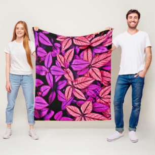 Neon Leaves Wonders Fleece Blanket