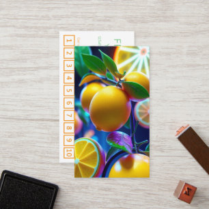 Neon Lemons Limes loyalty punch card