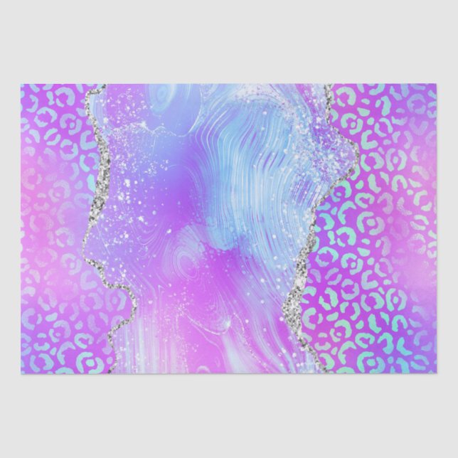 Neon Leopard Agate | Glam Abstract Stone Pattern Tissue Paper (Front)