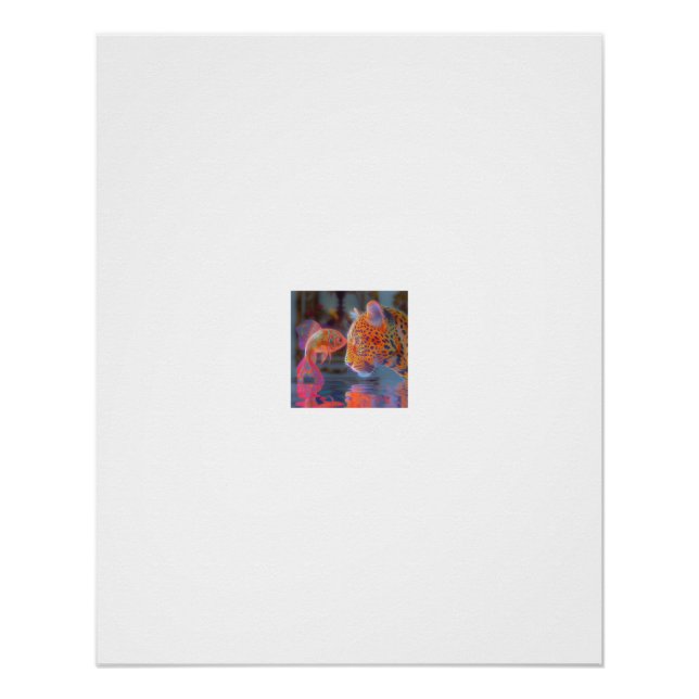 Neon Leopard and Fish Portrait Poster (Front)