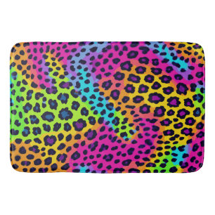 Neon Leopard Print Bath Mat
