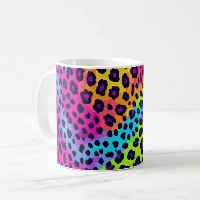 Neon Leopard Print Coffee Mug (Front Left)