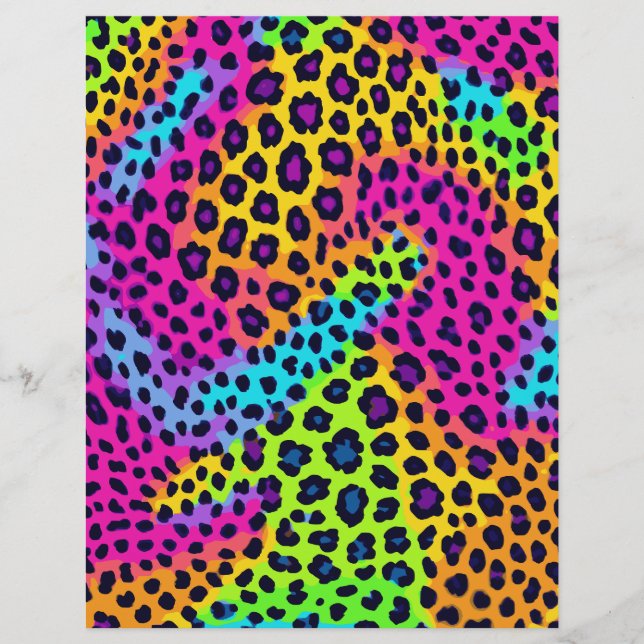 Neon Leopard Print Scrapbook Paper (Front)