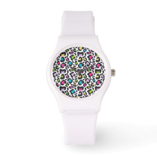 Neon Leopard Print Silicone Watch