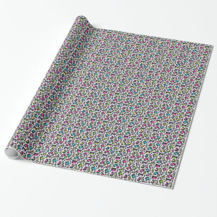 Neon Leopard Print Wrapping Paper