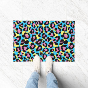 Neon Leopard Spots Pattern Doormat
