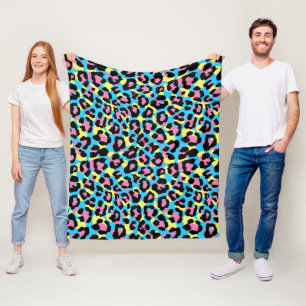 Neon Leopard Spots Pattern Fleece Blanket