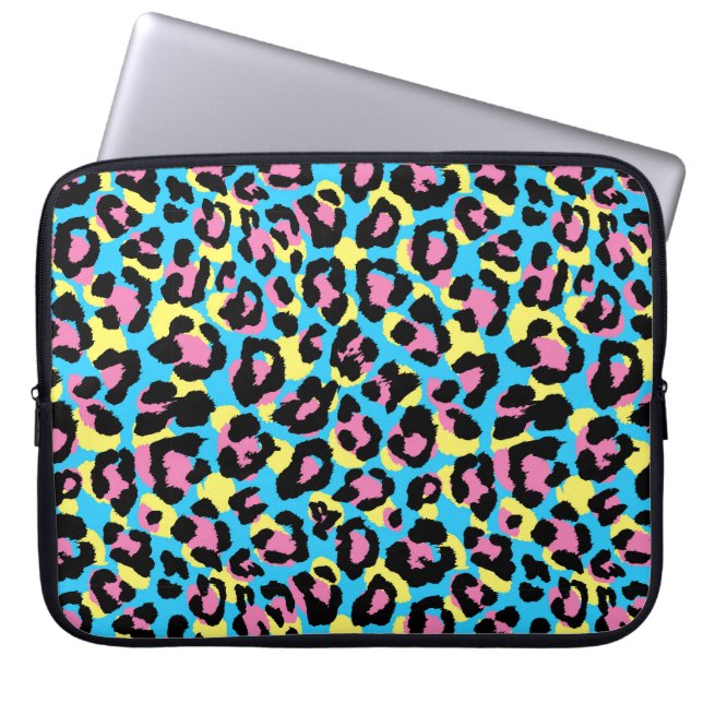 Neon Leopard Spots Pattern Laptop Sleeve (Front)