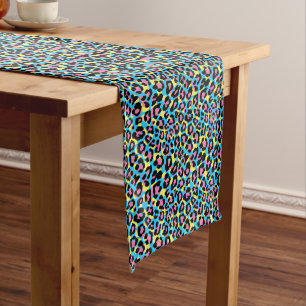 Neon Leopard Spots Pattern Medium Table Runner