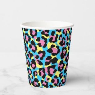 Neon Leopard Spots Pattern Paper Cups