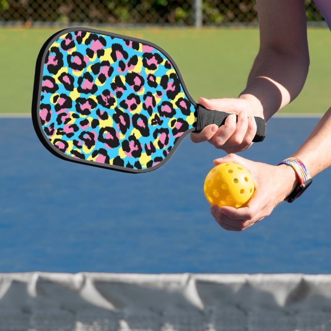 Neon Leopard Spots Pattern Pickleball Paddle (Insitu)