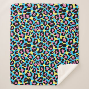 Neon Leopard Spots Pattern Sherpa Blanket
