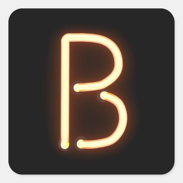 Neon Letter B Square Sticker (Front)