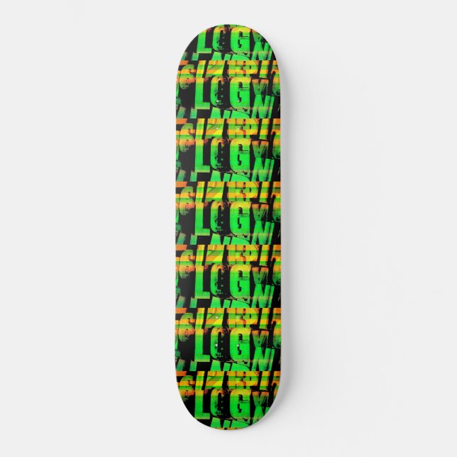 Neon letters and numbers skateboard (Front)