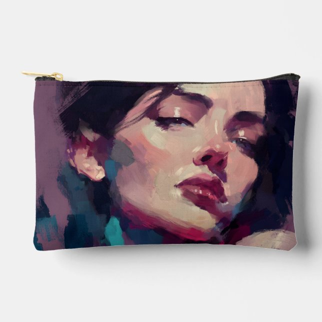 Neon Light Abstract Portrait Accessory Pouch (Front)