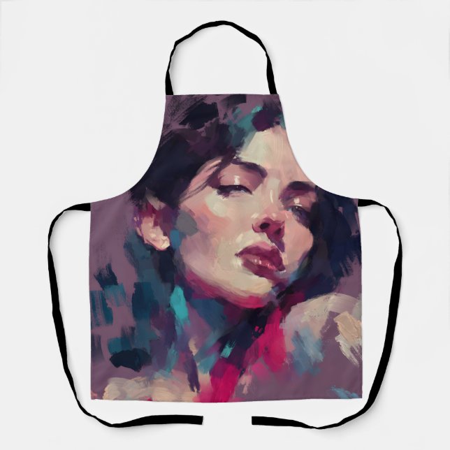 Neon Light Abstract Portrait Apron (Front)