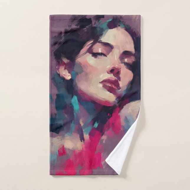 Neon Light Abstract Portrait Hand Towel (Hand Towel)