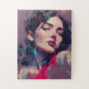 Neon Light Abstract Portrait Jigsaw Puzzle