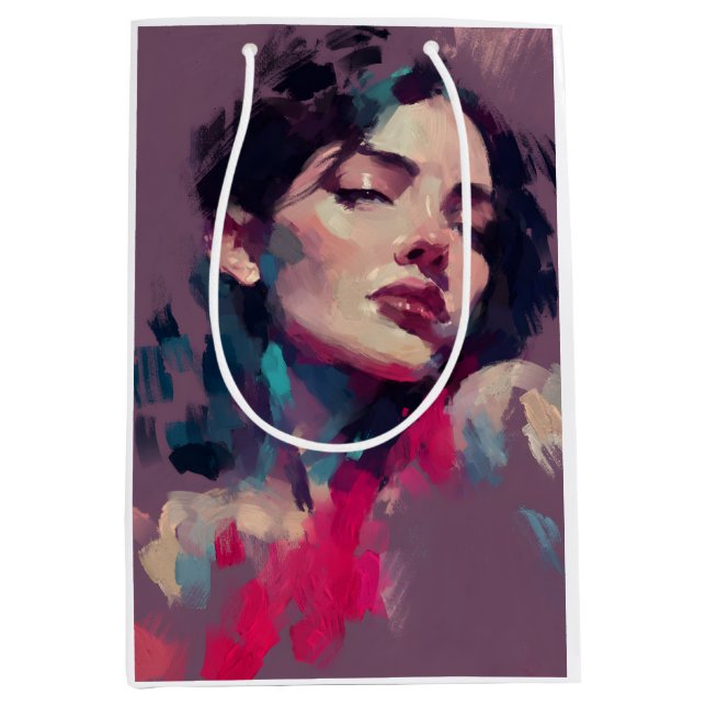 Neon Light Abstract Portrait Medium Gift Bag (Front)