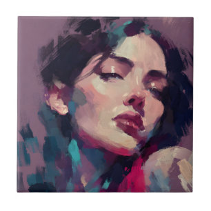 Neon Light Abstract Portrait Tile