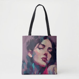 Neon Light Abstract Portrait Tote Bag