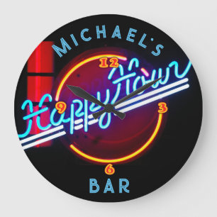 Neon Light BAR Personalised SIGN Man Cave Large Cl Large Clock
