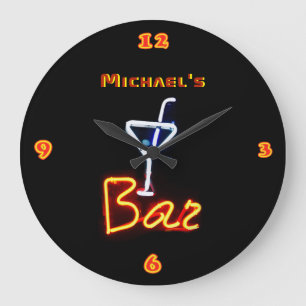 Neon Light BAR Personalised SIGN ManCave Large Clock
