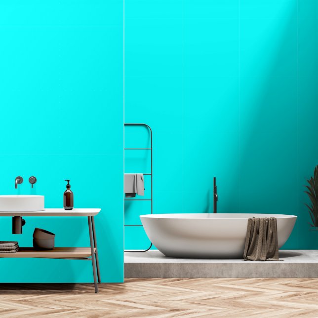 Neon light blue 00ffff  wallpaper (Bathroom)