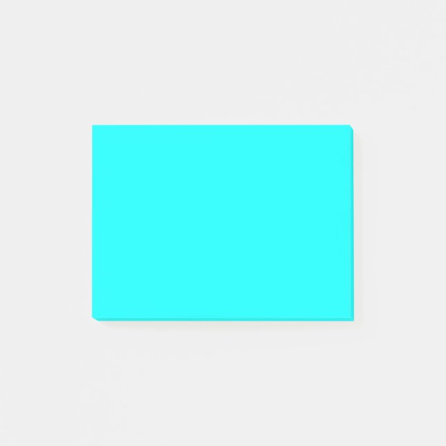 Neon light blue hex code 00ffff post-it notes (Front)