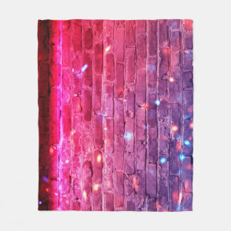 Neon light: empty brick wall. fleece blanket