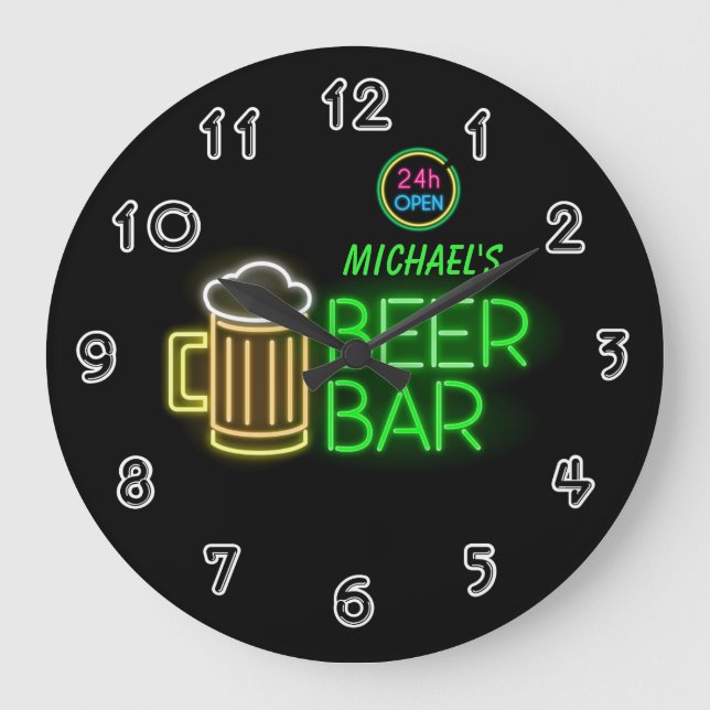 Neon Light Private Home Personalised Bar Clock (Front)