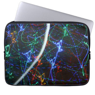Neon Light Trails Abstract Photography. Cyberpunk  Laptop Sleeve