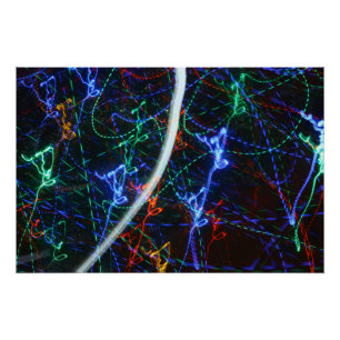 Neon Light Trails Abstract Photography. Cyberpunk  Poster
