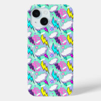 Neon Lightning Bolts & Stars Pattern