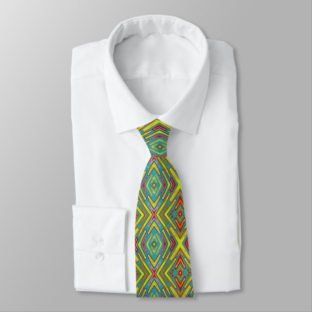 Neon Lightning Flash Fun Yellow Green  Tie (Tied)