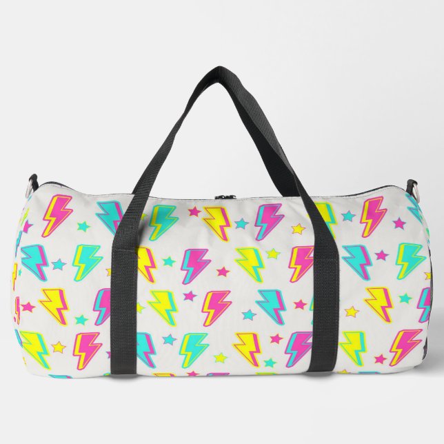 Neon Lightning Star Y2K Pattern Duffle Bag (Front)