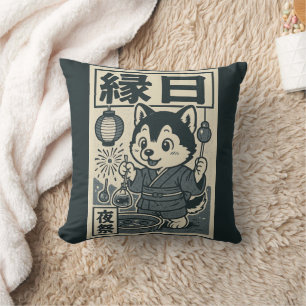 Neon lights and fishy fights cushion