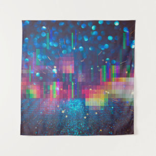 Neon lights and geometric seamless pattern tapestry