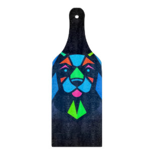 Neon lights blue dog cutting board