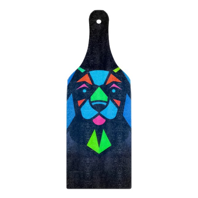 Neon lights blue dog cutting board (Front)