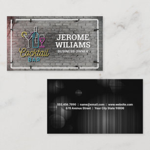 Neon Lights Brick Wall Business Card