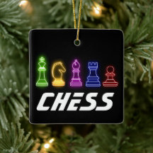 Neon Lights Chess Pieces Chess King Christmas