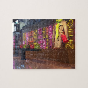 Neon Lights Department Store Window New York NYC Jigsaw Puzzle