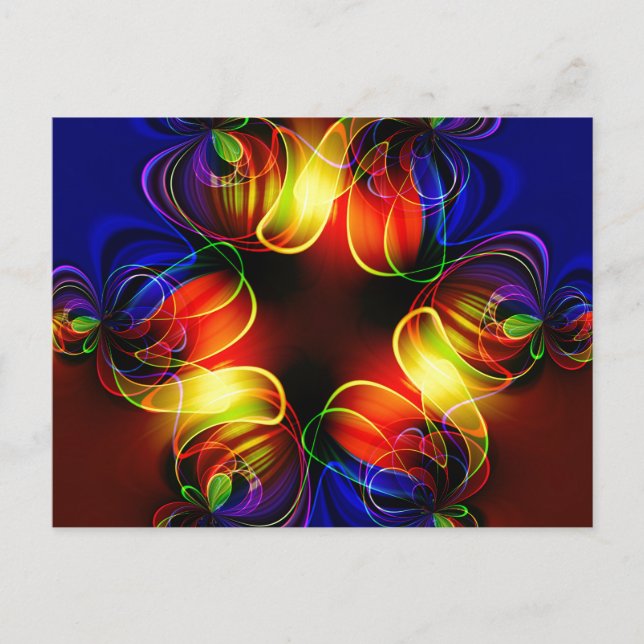 Neon Lights Fractal Postcard (Front)
