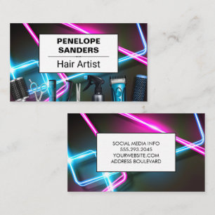 Neon Lights   Hair Tools Business Card