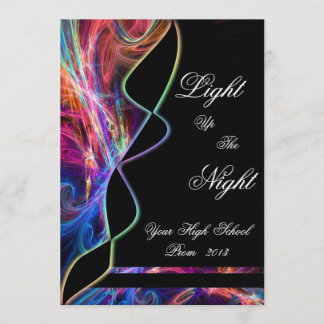 Neon Lights High School Prom Party Invitations