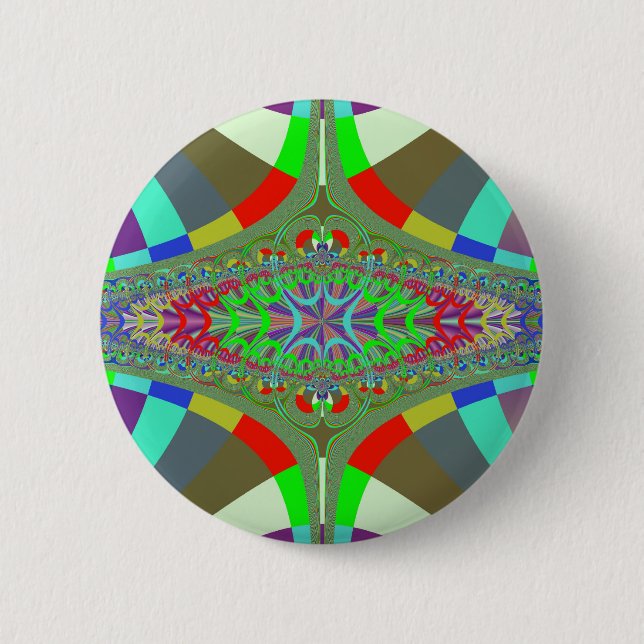 Neon Lights Ladder Fractal 6 Cm Round Badge (Front)