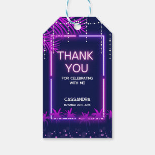 Neon Lights Palm Beach Night Party Birthday Gift Tags